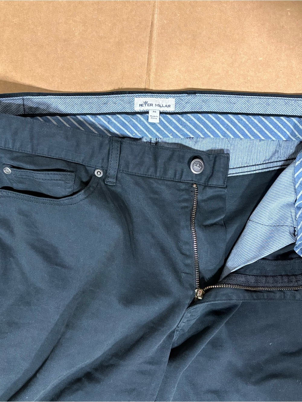 Peter Millar Men's Black Chino Pants Five Pocket Size 36 X 27 - Picture 6 of 13